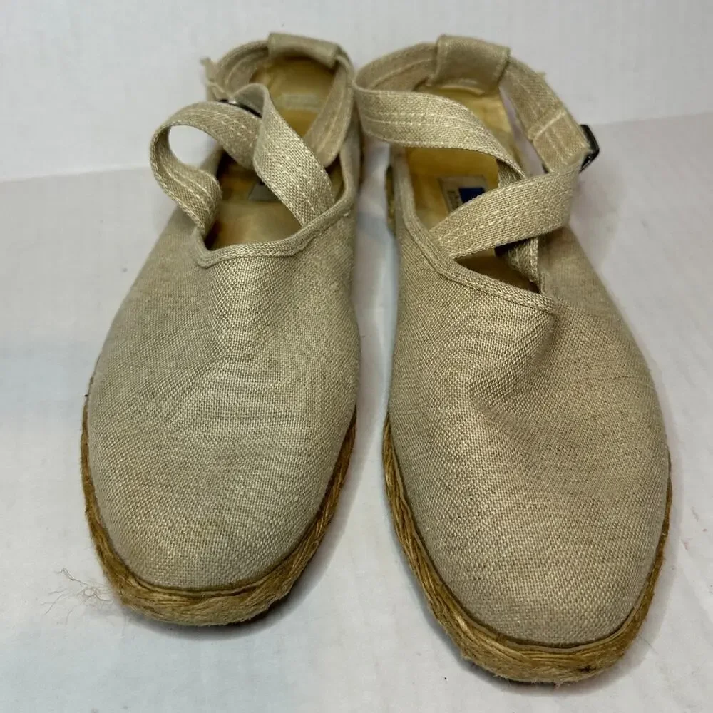 Keds Size 7.5 Women's Tan Vacation Canvas Criss Cross Strappy Espadrilles Casual